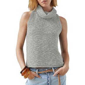 Imily Bela Womens Turtleneck Sweater Vest Sleeveless Loose Pullover Sweaters Knit Fashion Tank Tops