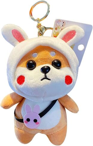 HSYHERE Men Women Original Design Super Cute Costume Play Shiba Inu Dog Puppy Keychain Keyrings, Soft Kawai Dog Key Chain Key Ring Bag Pendant Decoration Christmas Valentine Gift -Pink Strawberry in Kuwait
