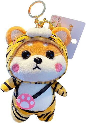 HSYHERE Men Women Original Design Super Cute Costume Play Shiba Inu Dog Puppy Keychain Keyrings, Soft Kawai Dog Key Chain Key Ring Bag Pendant Decoration Christmas Valentine Gift -Pink Strawberry in Kuwait