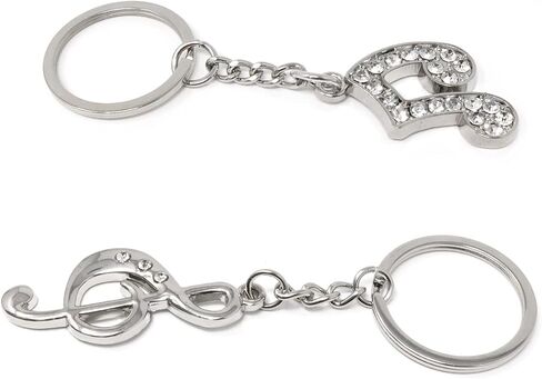HONBAY 2PCS Metal Musical Note Keychains Rhinestone Music Symbol Key Rings Keyfob for Bag Purse Wallet Cellphone or Car Pendant (2 Style) in Saudi Arabia