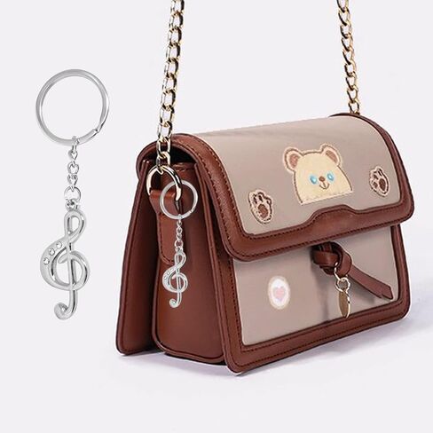 HONBAY 2PCS Metal Musical Note Keychains Rhinestone Music Symbol Key Rings Keyfob for Bag Purse Wallet Cellphone or Car Pendant (2 Style) in Saudi Arabia