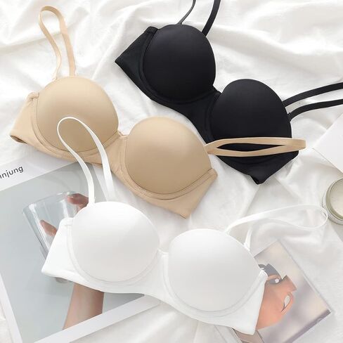 حمالة صدر نسائية من Varsbaby مبطنة بشكل خفيف، حمالة صدر بدون خياطة، حمالة صدر مبطنة بشكل خفيف مع حزام شفاف قابل للتحويل in Kuwait