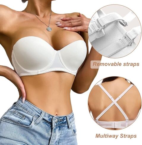 حمالة صدر نسائية من Varsbaby مبطنة بشكل خفيف، حمالة صدر بدون خياطة، حمالة صدر مبطنة بشكل خفيف مع حزام شفاف قابل للتحويل in Kuwait