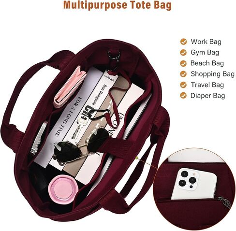 حقيبة كبيرة من القماش شديدة التحمل من يودورا للنساء مقاومة للماء وجيوب متعددة للعمل المكتبي والممرضة in Kuwait