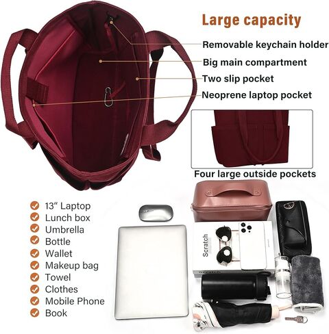 حقيبة كبيرة من القماش شديدة التحمل من يودورا للنساء مقاومة للماء وجيوب متعددة للعمل المكتبي والممرضة in Kuwait