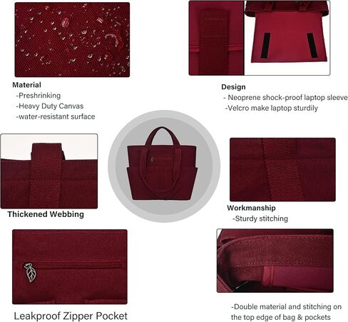 حقيبة كبيرة من القماش شديدة التحمل من يودورا للنساء مقاومة للماء وجيوب متعددة للعمل المكتبي والممرضة in Kuwait