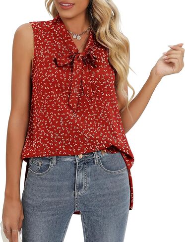 CZYINXIAN المرأة الصيف بلا أكمام التعادل الرقبة الشيفون البلوزات عارضة الشيفون تانك القمم القمصان in Kuwait