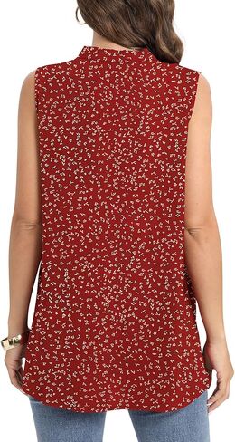 CZYINXIAN المرأة الصيف بلا أكمام التعادل الرقبة الشيفون البلوزات عارضة الشيفون تانك القمم القمصان in Kuwait