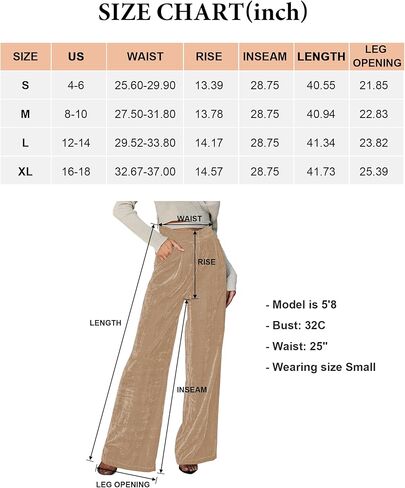 سروال مخملي للنساء من فايبل، سروال بالازو بخصر مرتفع وارجل واسعة، ملابس كاجوال طويلة فضفاضة مع جيوب in Kuwait