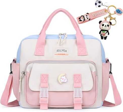 حقيبة ظهر JELLYEA Kawaii لطيفة حقيبة كتف مدرسية للفتيات مع ملحقات Kawaii متعددة الأغراض (وردي فاتح) in Kuwait