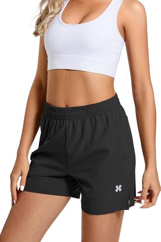 YOOPOOYEE Athletic Elastic Runnig Shorts for Woman Quick Dry Summer Gym Track Workout Short Pants in Kuwait