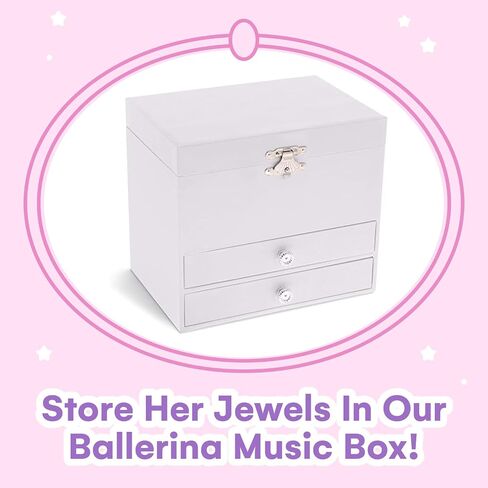 Jewelkeeper Personalize-Your-Own White Musical Ballerina Jewelry Box with 2 Pullout Drawers, You are My Sunshine Tune in Saudi Arabia