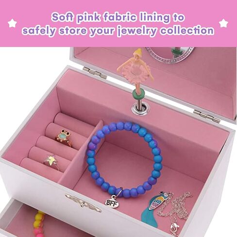 Jewelkeeper Personalize-Your-Own White Musical Ballerina Jewelry Box with 2 Pullout Drawers, You are My Sunshine Tune in Saudi Arabia