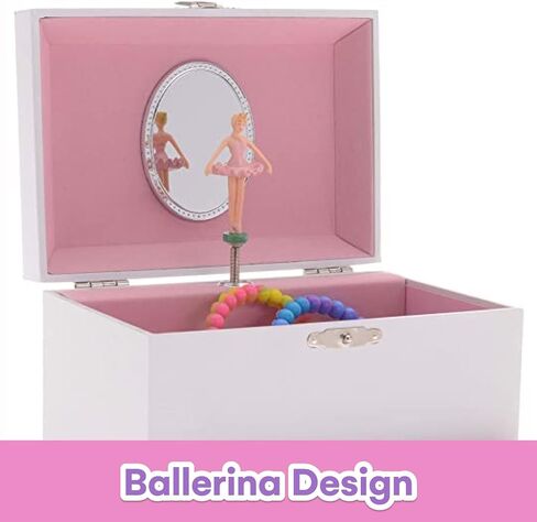 Jewelkeeper Personalize-Your-Own White Musical Ballerina Jewelry Box with 2 Pullout Drawers, You are My Sunshine Tune in Saudi Arabia