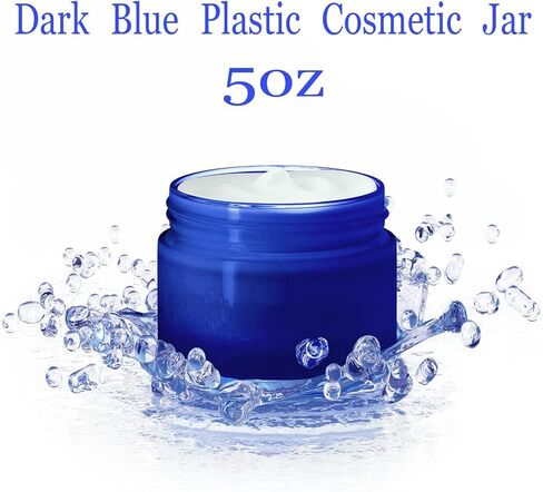 5 Ounce Blue Plastic Cosmetic Jars, Wide Mouth Refillable Containers with Lids for Creams, Lotion, Ointments, Make Up, Bath Salt and Body Butter, 12 Pcs in Kuwait