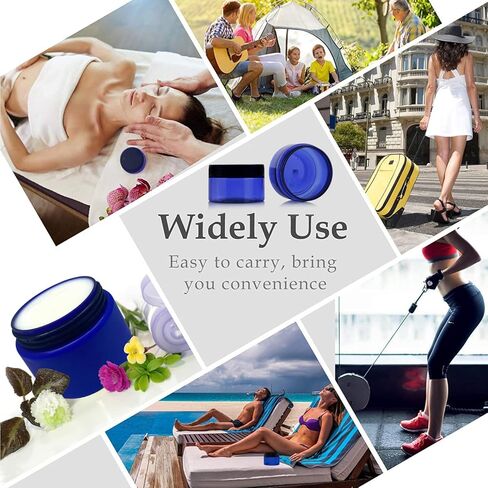 5 Ounce Blue Plastic Cosmetic Jars, Wide Mouth Refillable Containers with Lids for Creams, Lotion, Ointments, Make Up, Bath Salt and Body Butter, 12 Pcs in Kuwait