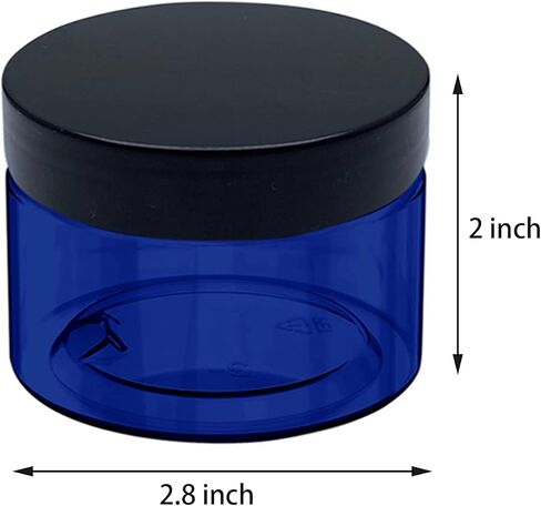 5 Ounce Blue Plastic Cosmetic Jars, Wide Mouth Refillable Containers with Lids for Creams, Lotion, Ointments, Make Up, Bath Salt and Body Butter, 12 Pcs in Kuwait
