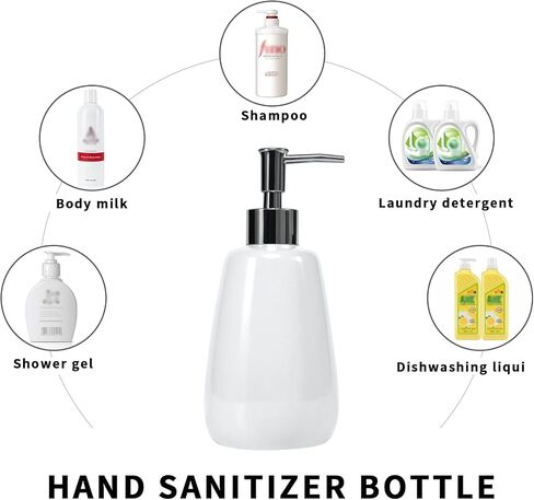 Cyan Hand Soap Dispenser Ceramics Bottles with Elegant Pump Top Bathroom Empty Shampoo Bottles 10oz/300ml in Kuwait