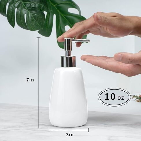 Cyan Hand Soap Dispenser Ceramics Bottles with Elegant Pump Top Bathroom Empty Shampoo Bottles 10oz/300ml in Kuwait