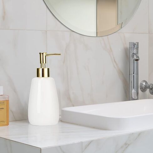 Cyan Hand Soap Dispenser Ceramics Bottles with Elegant Pump Top Bathroom Empty Shampoo Bottles 10oz/300ml in Kuwait