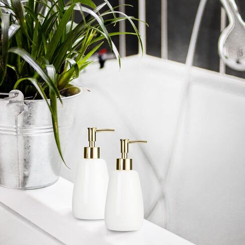 Cyan Hand Soap Dispenser Ceramics Bottles with Elegant Pump Top Bathroom Empty Shampoo Bottles 10oz/300ml in Kuwait