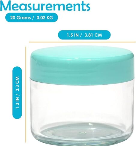 Houseables 20 Gram Jar, 20 ML Jar, 12 pcs, Multicolor, BPA Free, Cosmetic Sample Empty Container, Plastic, Round Pot Screw Cap Lid, Small Tiny 20g Bottle, for Make Up, Eye Shadow, Nails, Powder, Gems in Saudi Arabia