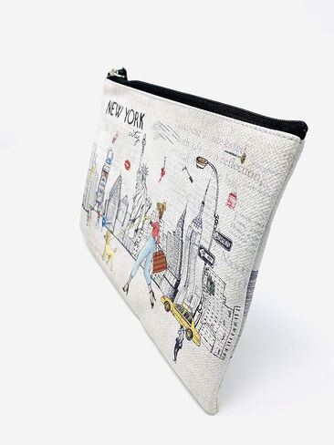 Girls & Women Large Fashion Cute New York Souvenir Zipper pouch Travel Cosmetic Bag Hand Bag Makeup Purse (JP-330133B) in Kuwait