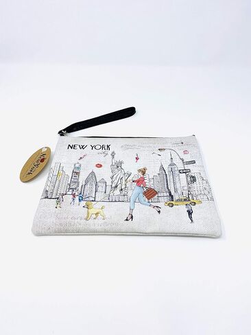 Girls & Women Large Fashion Cute New York Souvenir Zipper pouch Travel Cosmetic Bag Hand Bag Makeup Purse (JP-330133B) in Kuwait