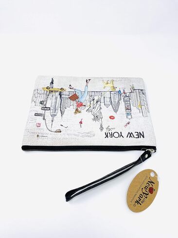 Girls & Women Large Fashion Cute New York Souvenir Zipper pouch Travel Cosmetic Bag Hand Bag Makeup Purse (JP-330133B) in Kuwait