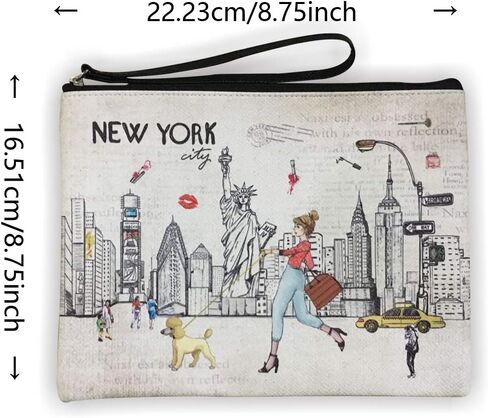 Girls & Women Large Fashion Cute New York Souvenir Zipper pouch Travel Cosmetic Bag Hand Bag Makeup Purse (JP-330133B) in Kuwait