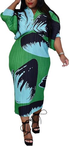 African Ruched Dress for Women Sexy Long Sleeve Batwing Maxi Pencil Club Dresses in Kuwait