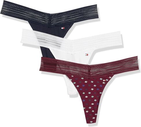 Tommy Hilfiger Women's Cotton Lace Thong Underwear Panties, Multi-Pack in Saudi Arabia