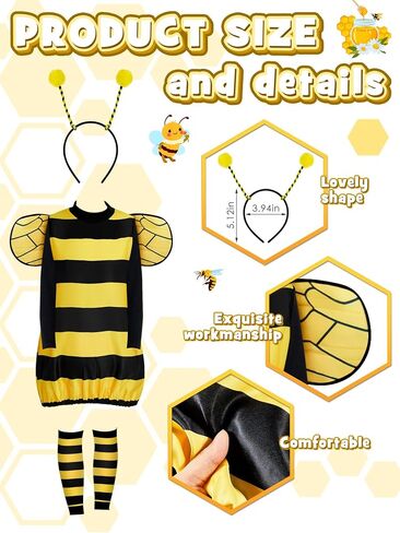 Ramede 2 Sets Halloween Bee Costume Set Beekeeper Jacket kit Bee Cosplay Costume Beekeeping Suit Fancy Dress Bee Outfit for Kids Women Men Parent Child Halloween Cosplay Party Supplies in Saudi Arabia