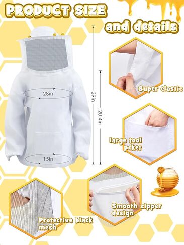 Ramede 2 Sets Halloween Bee Costume Set Beekeeper Jacket kit Bee Cosplay Costume Beekeeping Suit Fancy Dress Bee Outfit for Kids Women Men Parent Child Halloween Cosplay Party Supplies in Saudi Arabia