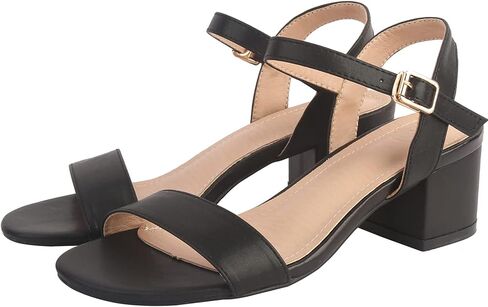 DADAWEN Women's Open Toe Ankle Strap Glitter Low Block Chunky Heels Sandals Party Dress Pumps Shoes in Kuwait
