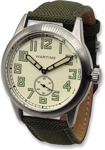 WW2 Military Watch – Vintage USAAF Watch, Swiss-Quartz Movement with Canvas strap and leather lining, 10 ATM Water Resistant. The Perfect WW2 Memorabilia. Mens Watches for Ever in Kuwait