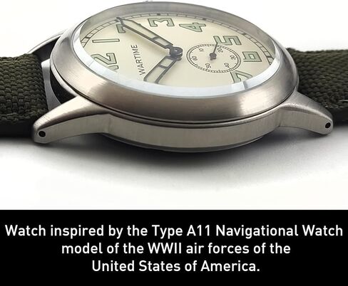 WW2 Military Watch – Vintage USAAF Watch, Swiss-Quartz Movement with Canvas strap and leather lining, 10 ATM Water Resistant. The Perfect WW2 Memorabilia. Mens Watches for Ever in Kuwait