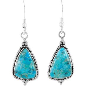 925 Sterling Silver Earrings Genuine Turquoise Drop Dangles in Saudi Arabia