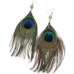 Long Feather Earrings Multicolor Tassel Feather Earrings Handmade Boho Bohemian Peacock Feather Hook Earrings for Women Girl Jewelry in Kuwait