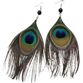 Long Feather Earrings Multicolor Tassel Feather Earrings Handmade Boho Bohemian Peacock Feather Hook Earrings for Women Girl Jewelry