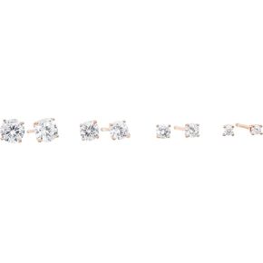 Amazon Collection Sterling Silver 4 Pairs Small Cubic Zirconia Stud Earring Set, 2mm/3mm/4mm/5mm