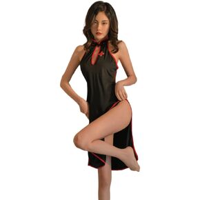 SINROYEE Ladies Sexy Cosplay Halloween Punk Gothic Lingerie Witch Demon Backless Chinese Cheongsam Dress for Women