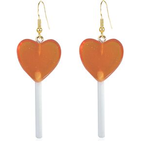 Transparent Heart Shape Lollipop Earrings Cute Candy Dangle Earrings for Women and Girls Resin Heart Earrings 80s 90s Earrings Valentines Day Gift Statement