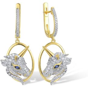 Santuzza 925 Sterling Silver Gemstone White Cubic Zirconia Animal Dangle Earrings for Women