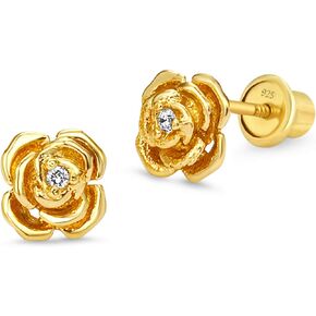 اقراط من النحاس المطلي بالذهب عيار 14 قيراط ومرصعة بالزركونيا المكعبة الوردية مع عمود من الفضة الاسترلينية، نحاس زركونيا مكعب من الذهب الاصفر، زركونيا مكعب, نحاس أصفر, مكعب زركونيا in Kuwait