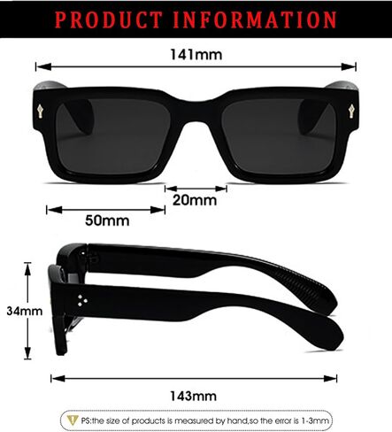 ZIMUSUN Square Frame Sunglasses for Women Men Trendy Chunky Rectangle Sun Glasses Black Shades in Kuwait