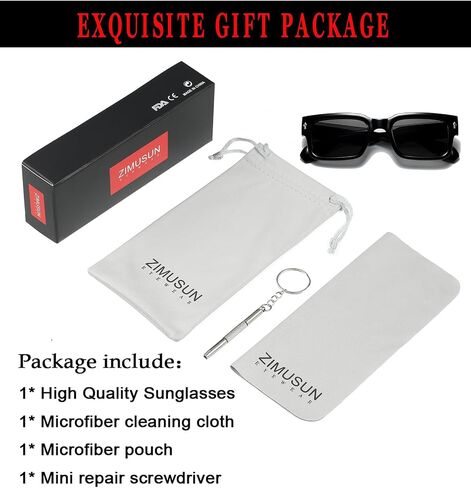 ZIMUSUN Square Frame Sunglasses for Women Men Trendy Chunky Rectangle Sun Glasses Black Shades in Kuwait