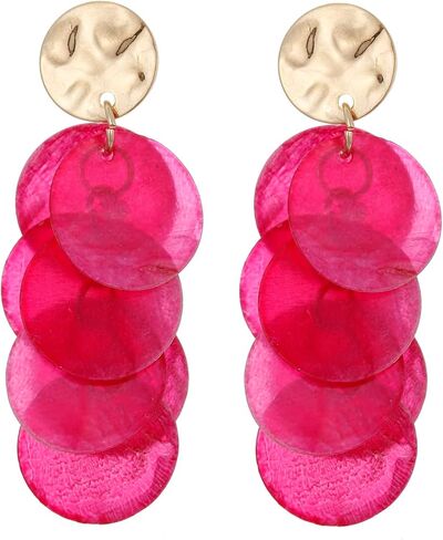 Winssigma Shell Earrings for Women, Cluster of Round Shell Drop Dangle Earrings Summer Beach Jewelry Gift in Saudi Arabia