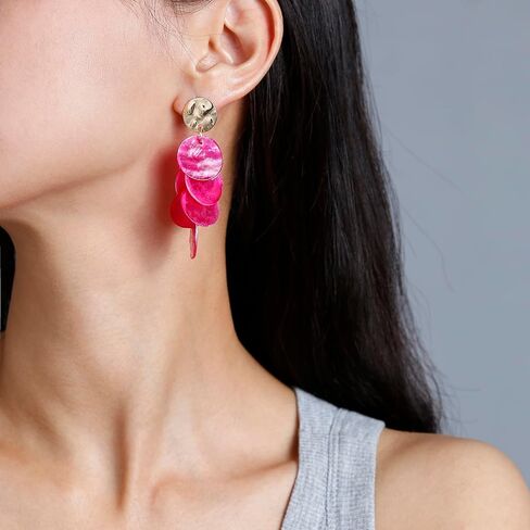 Winssigma Shell Earrings for Women, Cluster of Round Shell Drop Dangle Earrings Summer Beach Jewelry Gift in Saudi Arabia