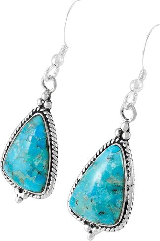 925 Sterling Silver Earrings Genuine Turquoise Drop Dangles in Saudi Arabia